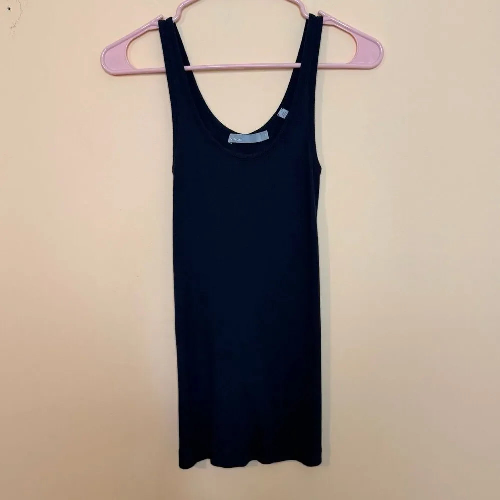 Vince modal blend ribbed scoop neck navy blue tank top size medium